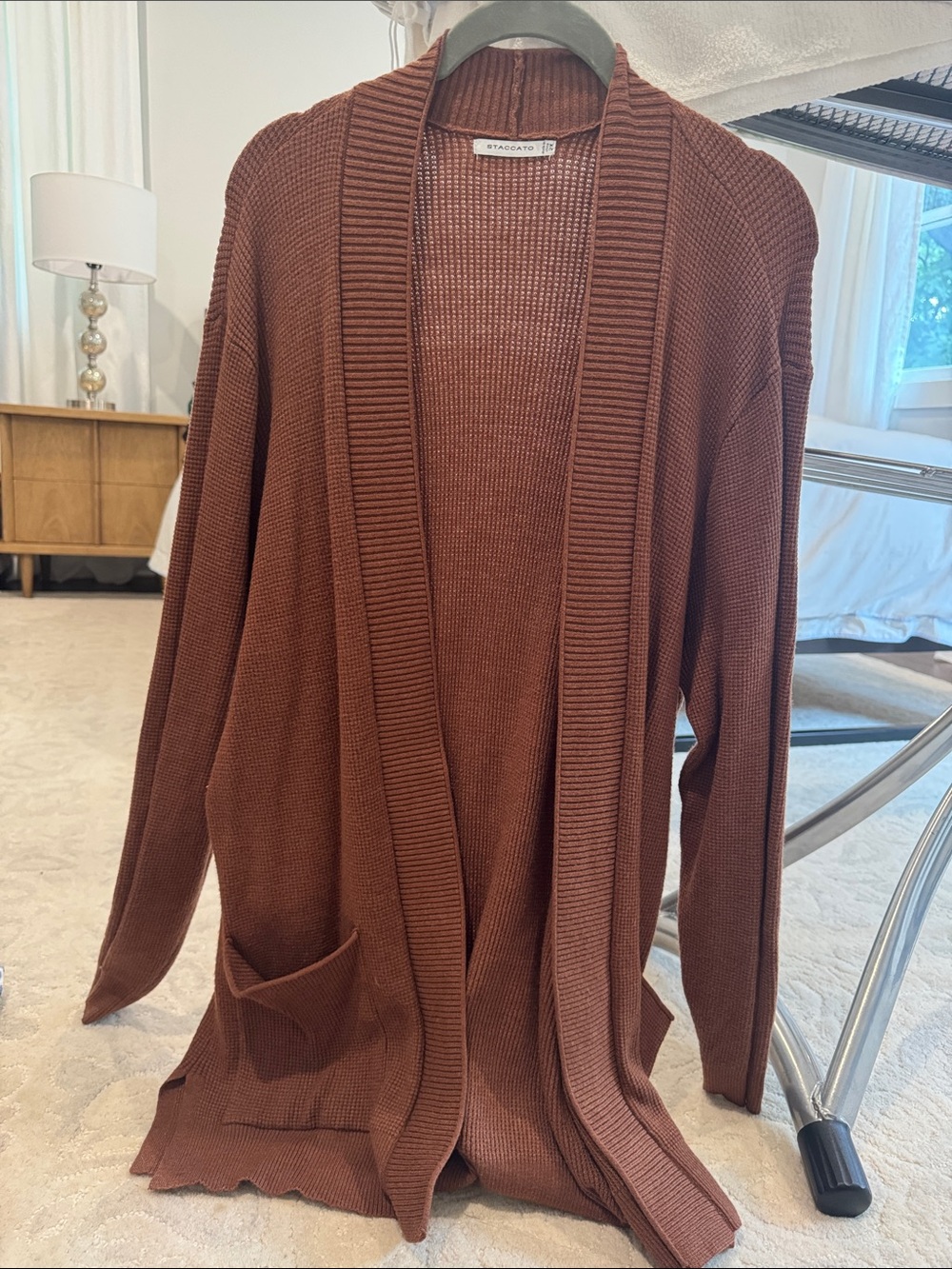 Staccato Rust Brown Open-Front Knit Cardigan